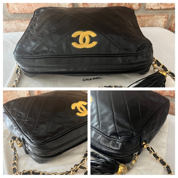 Authentic Vintage Chanel Black Leather Women Shoulder Handbag - Picture 9 of 14
